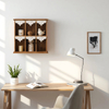Rustic Floating Wall Shelves with Carved Trim, 6-Cube Storage Display Shelf