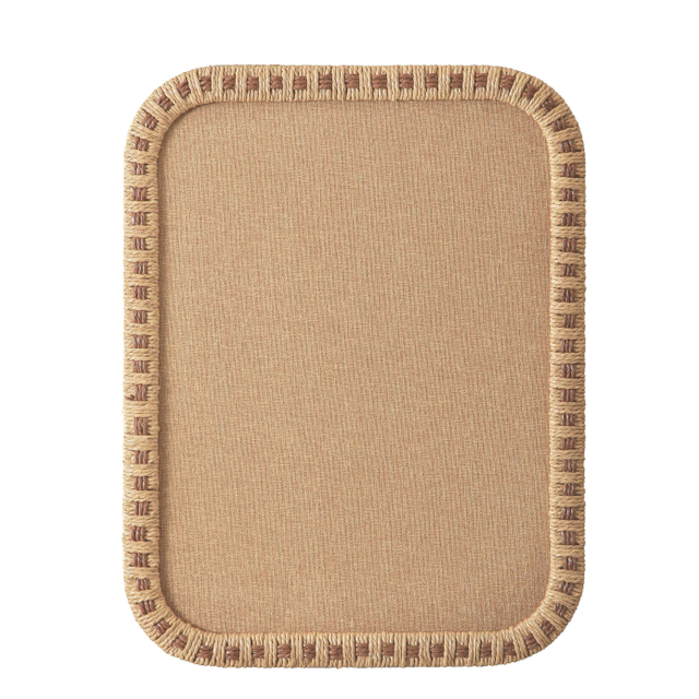 Rattan Framed Bulletin Board, 20x25 Rustic Linen Pin Board for Wall
