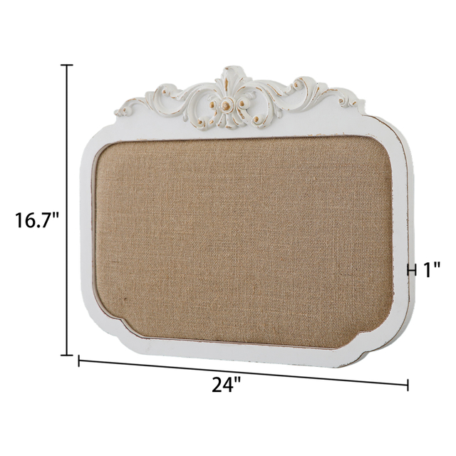 17x24 Rustic Distressed White Fabric Pin Board