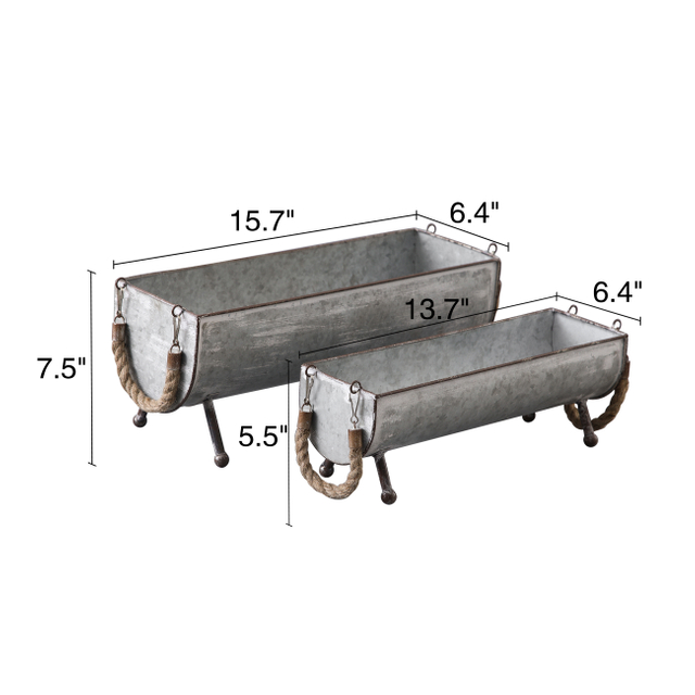 Poultry Feeder Galvanized Metal Chicken Feeder Set of 2