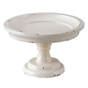Round Cake Stand 7" Inner, Rustic White Wood Pedestal Tray