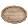 16 Inches Round Wood Tray, Handcrafted Beaded Coffee Table Tray