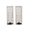 Carved Wall Candle Sconces Set of Two, Distressed Wood Candle Holder