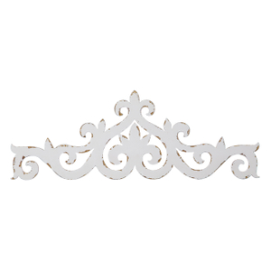 White Handmade Distressed Scroll Over The Door Decor 36 × 13 Inches