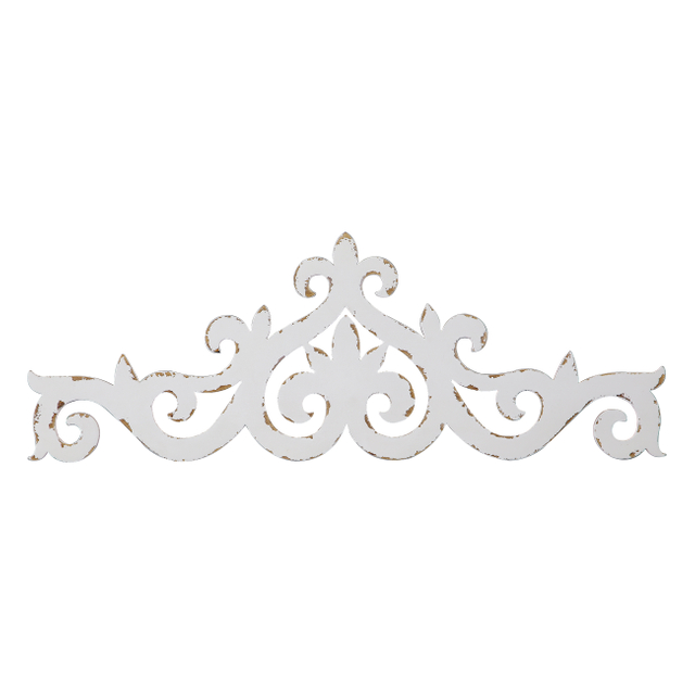 White Handmade Distressed Scroll Over The Door Decor 36 × 13 Inches