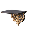 Distressed Black and Gold Floating Shelves Wood, 12" Long Wall Shelving Display for Bathroom Bedroom, French Country Country Decor Hanging Shelf for Vases Candles Books, Scrollwork Bracket