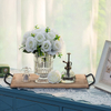 Rustic 25" Long Narrow Wood Serving Tray with Handles