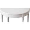 30 Inch Tall White Demilune Console Table, Antiqued Finish 2 Tier Entryway Table