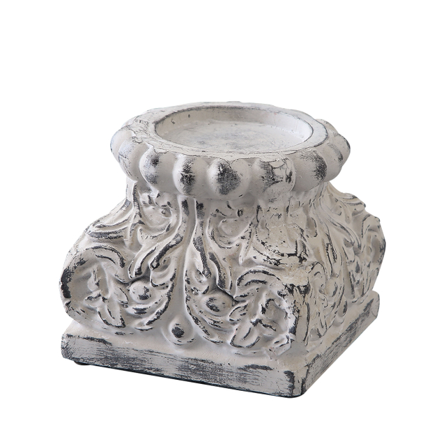 Handmade Distressed White Small Column Stand 6 Inch Tall