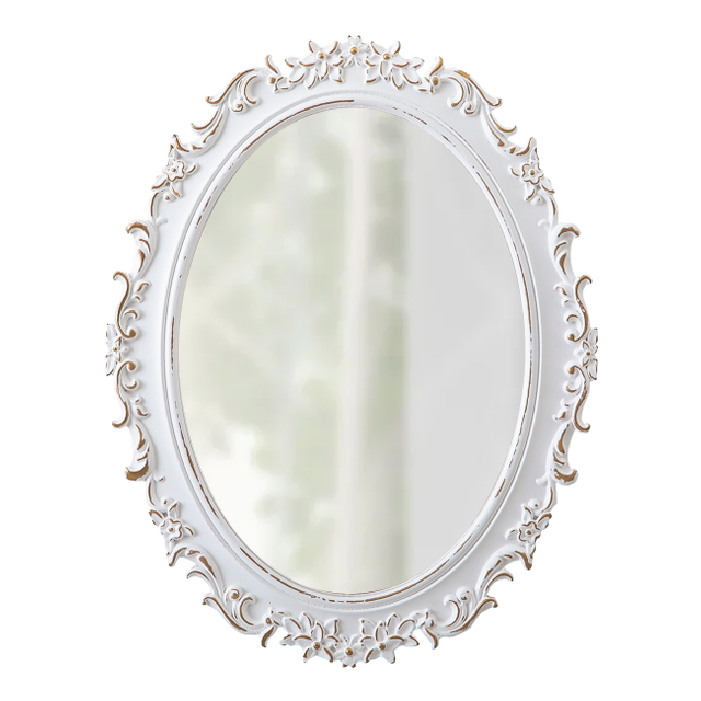 White Vintage Ornate Oval Mirror