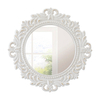 Vintage Wood Circle Wall Mirror 24 Inch, Distressed White