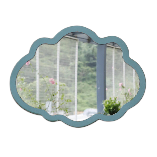 Small Blue Wall-Mounted Mirrors 12 X 16 Inch, Wood Frame