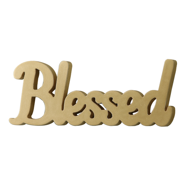 Vintage Blessed Table Decor Sign 15 Inches, Distressed Finish