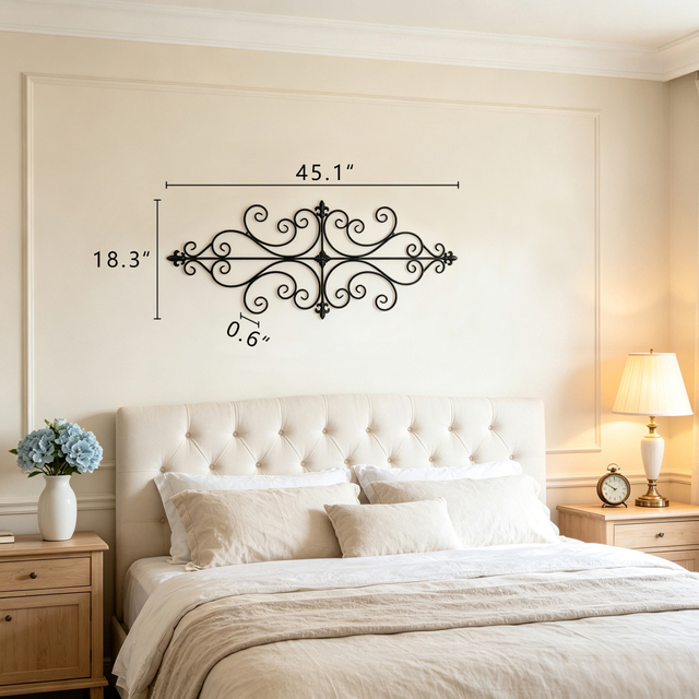Black Metal Wall Decor 45" x 18"