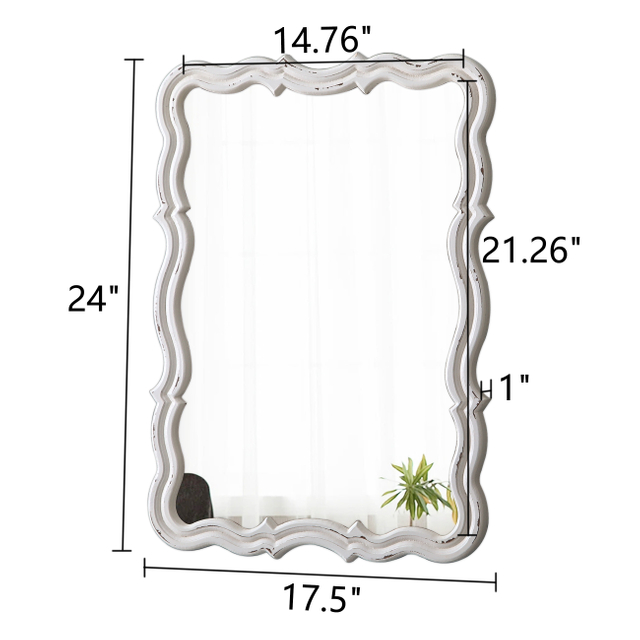 Rustic Scalloped Wall Mirror Decorative 24 X 18 Inch