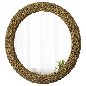 Round Woven Seagrass Frame Wall Mirror