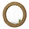 Rustic Circle Wall Mirror 22 Inch, Woven Rope Frame, Coastal