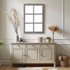 Farmhouse Windowpane Mirror 36 X 24 Inch, Distressed Wood Frame