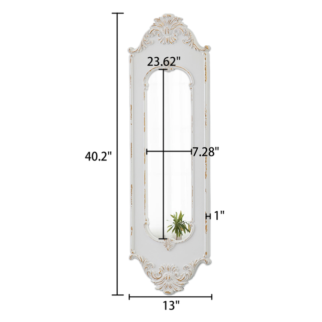 Vintage Rectangular Wall Mirror 13" x 40"