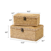 Rattan Box Set of 2, 10" and 12" Decorative Woven Basket with Lid
