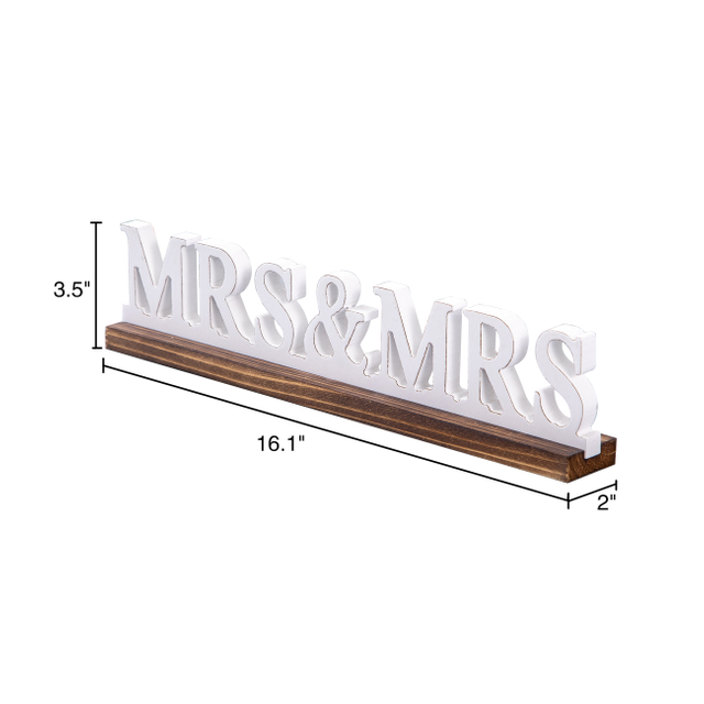 Rustic Mrs and Mrs Wedding Decor Sign for Table 16 Inch