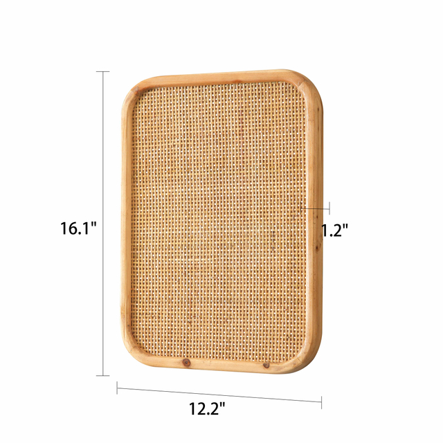 16x12 Small Bulletin Board, Boho Natural Rattan Pinboards for Wall
