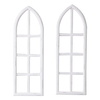 Set of 2 Hanging Rustic White Wood Arched Window Frame Wall Decor