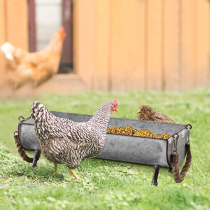Poultry Feeder Galvanized Metal Chicken Feeder Set of 2