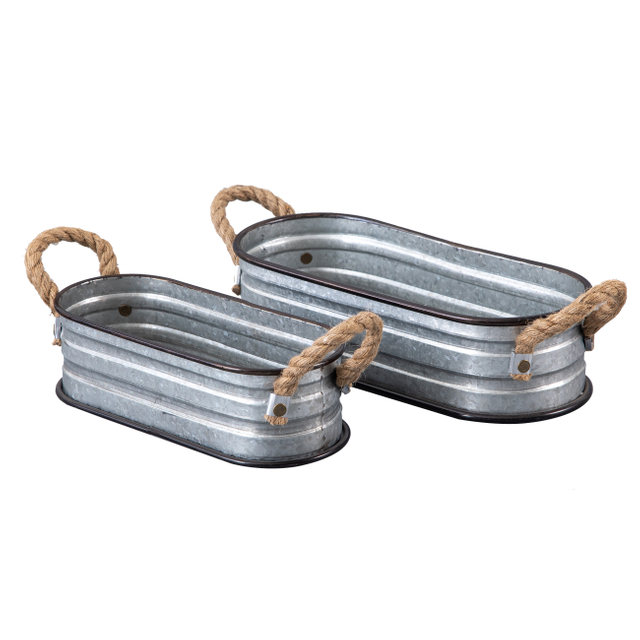 Small Oval Galvanized Planters Galvanized Bucket Set of 2