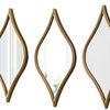 Set of 3 Rustic Small Tear Drop Mirror Wall Decor 6 X 15 Inch Distressed White