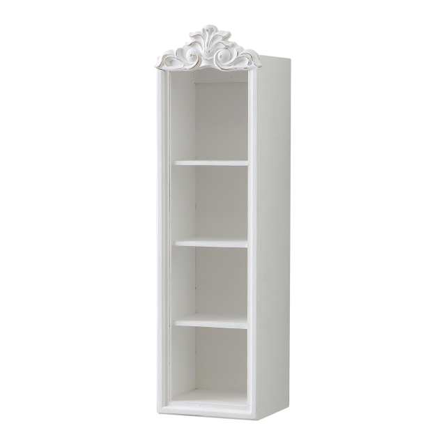 Vintage White Wall Mount Cabinet 4 Tier Open Shelf, 32 Inches Tall