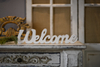 Rustic Wooden Outdoor Welcome Sign for Front Door 15", White