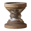 Rustic Wooden Pillar Candle Holders, 5" Wide Large Pedestal Candle Stand