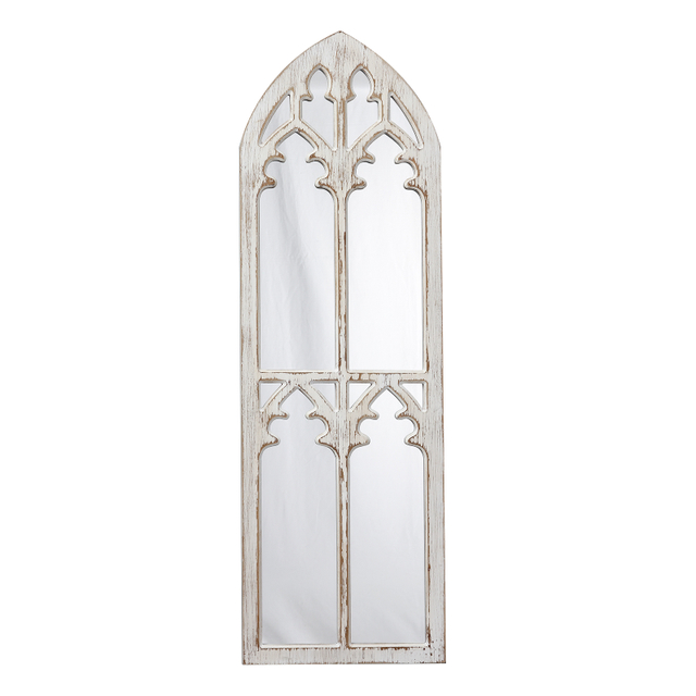 Farmhouse Wood Frame Arched Window Mirror 12 x 38 inches