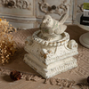 Handmade Distressed White Column Pedestal Stand, Classic Plinth 5"Tall