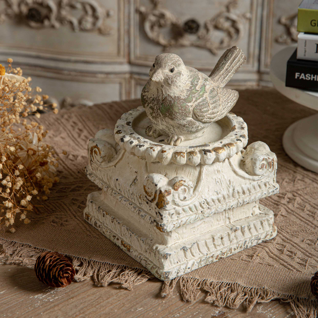Handmade Distressed White Column Pedestal Stand, Classic Plinth 5"Tall