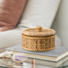 Small Round Rattan Box with Lid, Decorative Storage Boxes