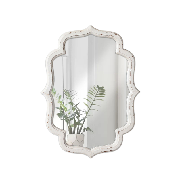 Vintage Small Scalloped Wall Mirror Decorative 16" x 12"