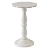 White Round Small Pedestal Side Table 19" Tall, Floral Shape Tabletop