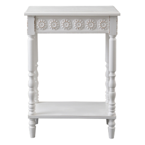 White Wood End Table, Farmhouse Modern Narrow Side Table, 25 × 33"