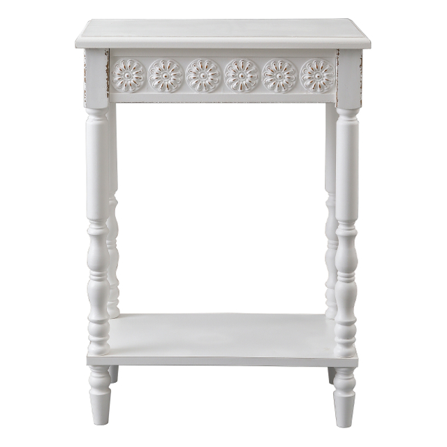 White Wood End Table, Farmhouse Modern Narrow Side Table, 25 × 33"