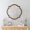 Vintage Wrought Iron Wall Decor 22", Distressed White