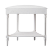 30 Inch Tall White Demilune Console Table, Antiqued Finish 2 Tier Entryway Table