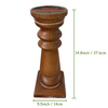 Wood Pillar Candle Holders 14 Inch Tall, Vintage Brown