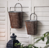 Set of 2 Vintage Oval Galvanized Wall Planter Basket, Hanging Wall Flower Pot