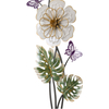 3D Metal Wall Decor 23 X 8 Inch, Flower, Butterfly and Leaves