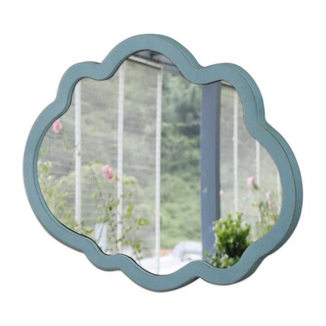 Small Blue Wall-Mounted Mirrors 12 X 16 Inch, Wood Frame