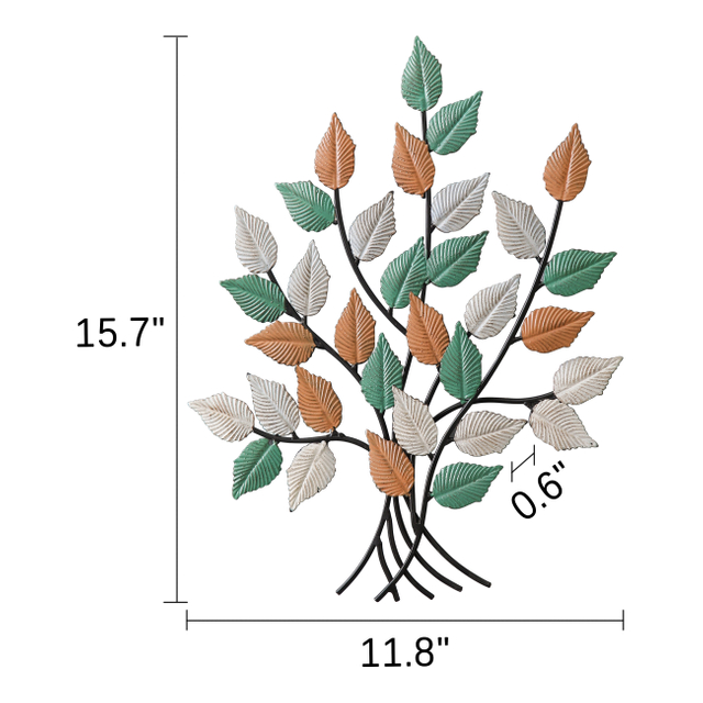 Decorative Small Metal Leaf Wall Decor 16 X 12 Inch