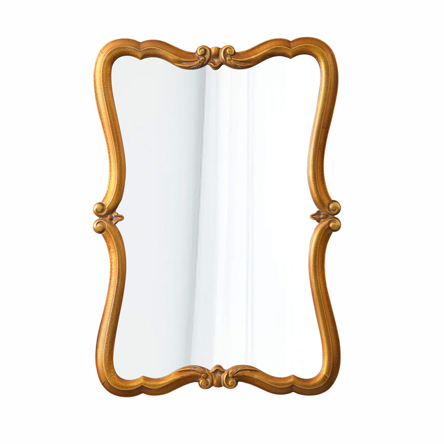 Vintage Scalloped Gold Bathroom Mirrors for Over Sink 21 x 30 inch