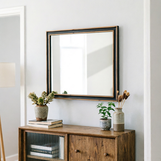 Farmhouse Black Bathroom Mirror 30 X 22 Inch, Rectangle